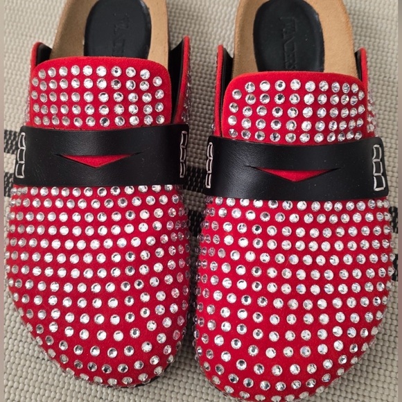 JW ANDERSON Shoes - JW Anderson Suedekid Red Crystal Loafers size 38